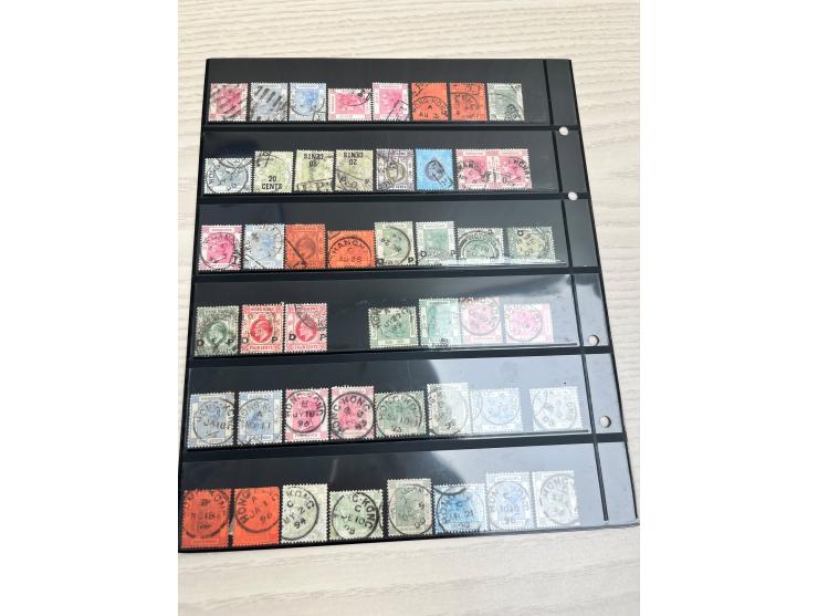 including treaty port's marking Amoy, Canton, B62 obliterators, Sunburst (Shanghai) cancel, Perfins, Company chops, Jubilee I